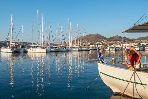 Parikia Grecia Giugno 2018 Porto Turistico Sull Isola Paros Grecia — Foto Stock