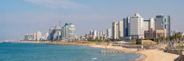 Tel Aviv, İsrail 'in rıhtım manzarası. 