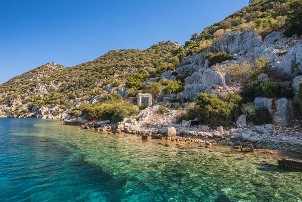 Simena affondata città sull'isola di Kekova, Turchia — Foto Stock