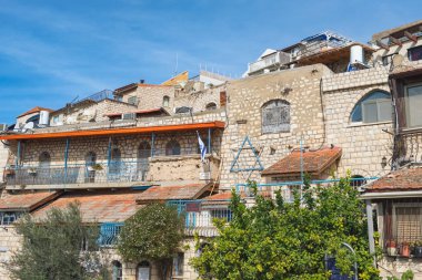 Tzfat, İsrail'de Üzerinde David Yıldızı ile Bina