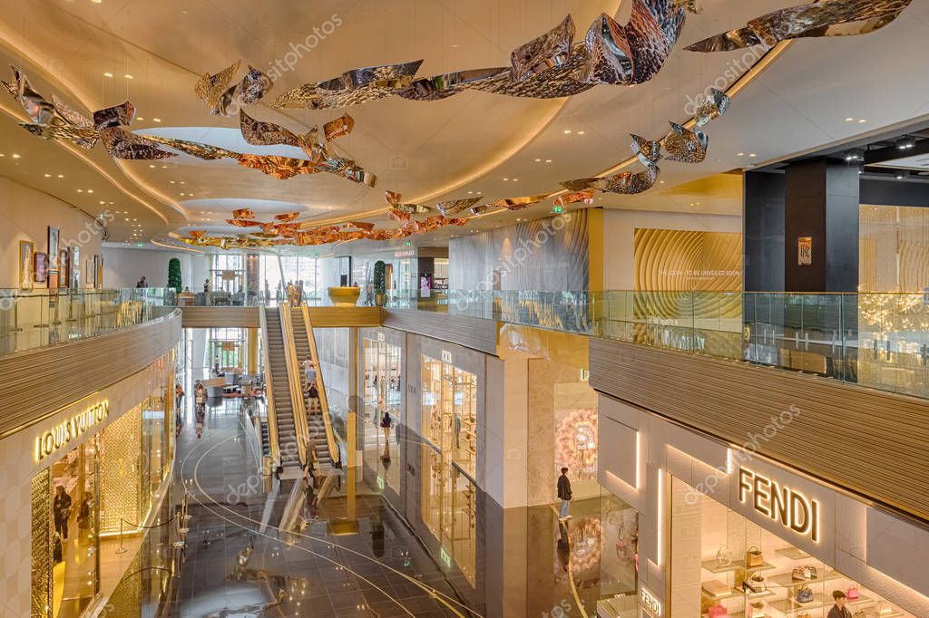 Bangkok, Thailand - March 5, 2019: Luxury shops in Iconsiam shopping mall in Bangkok, Thailand