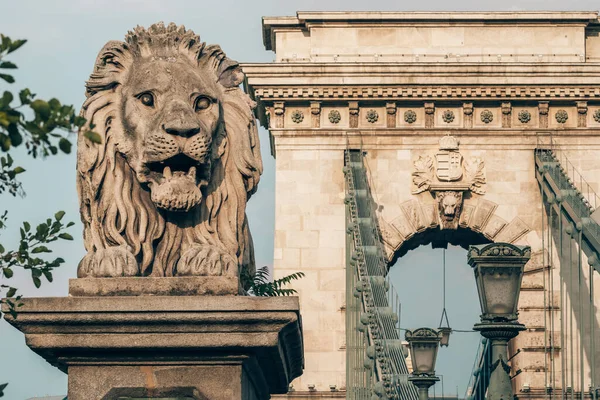 Kettenbrücke über die Donau in Budapest, Ungarn — Stockfoto