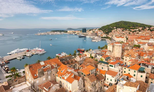 Split Waterfront Panorama-Luftaufnahme, Dalmatien, Kroatien — Stockfoto