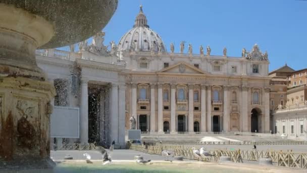 Plaza de San Pedro y basílica catedral en el centro de Roma Italia — Vídeo de stock
