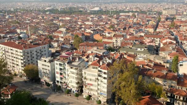 Vista da paisagem urbana de Bursa do distrito de Tophane, Turquia. — Vídeo de Stock
