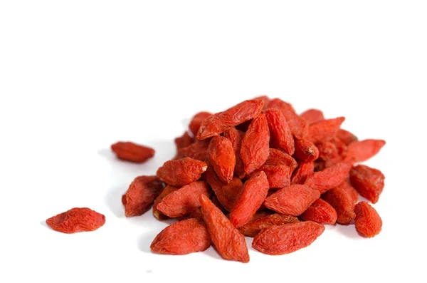 Dried Goji Berries Isolated White Backgrownd — Stock Photo, Image