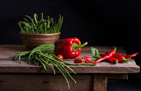 Légumes Légumes Frais Sur Table Rustique — Photo