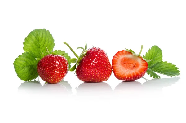 Strawberries Two One Half Isolated White Backgraund — Stock Photo, Image