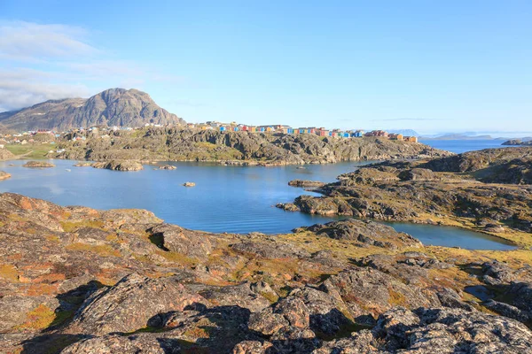 Utsikt över den grönländska staden Sisimuth — Stockfoto