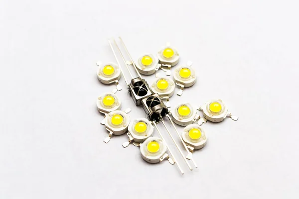 Pile of multicolored 1W LEDs - light-emitting diode and infrared Stock Image