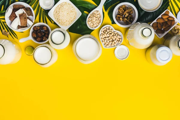 Dairy free milk substitute drinks and ingredients — Stock Photo, Image