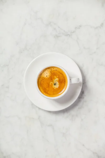 Coffee on white marble background — Stock Photo, Image