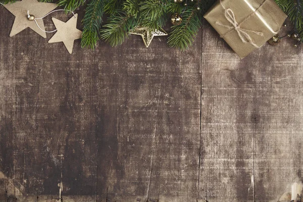 Vánoční Téma Pozadí Retro Tónu Rustikální Dřevo Pozadí Pro Vánoce — Stock fotografie