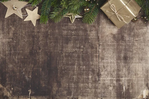 Fond Thème Noël Dans Ton Vintage Fond Bois Rustique Pour — Photo