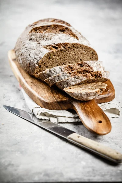 Świeżo Upieczony Chleb Tradycyjny Miejsca Tekst — Zdjęcie stockowe