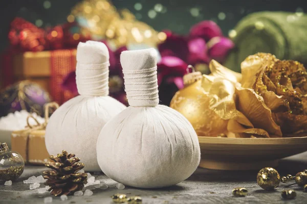 SPA composition with Christmas decoration — Stock Photo, Image