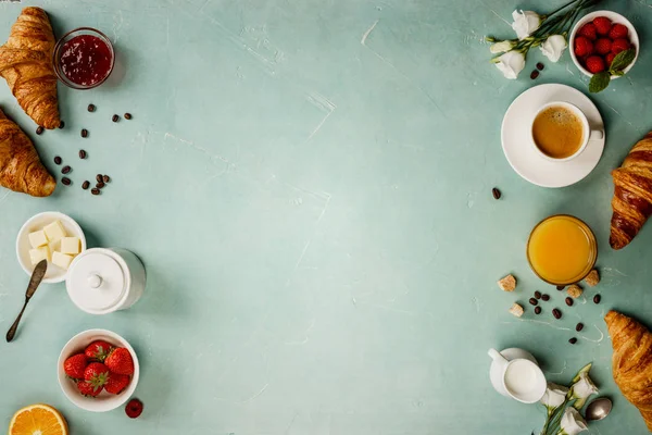 Continental breakfast captured from above — Stock Photo, Image