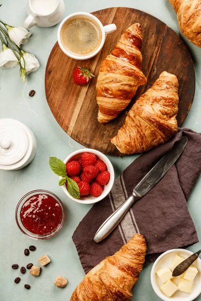 Continental breakfast captured from above — Stock Photo, Image