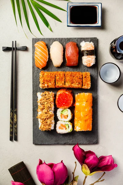 Flat-lay of sushi set