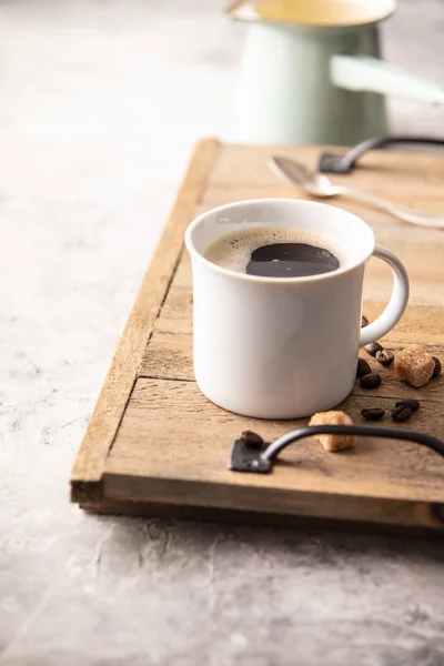 Egy Csésze Kávé Világos Szürke Háttérrel Kávészünet Koncepció — Stock Fotó