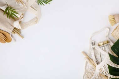 Sıfır atık, geri dönüşüm, sürdürülebilir yaşam tarzı konsepti, düz yatış