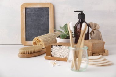 Sıfır atık. Çevre dostu banyo aksesuarları, kopyalama alanı