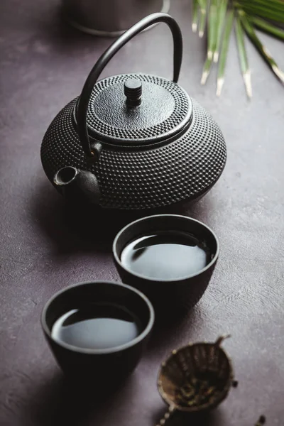 Tradycyjny Asian Tea ceremonia aranżacji, widok z góry — Zdjęcie stockowe