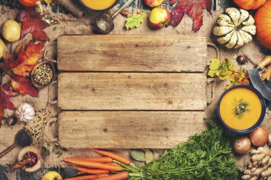 Sebze veya kabak çorbası ve malzemeler, metin için alan