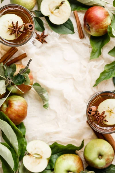 Aceto di sidro di mele fatto in casa, piatto laici, concetto di alimentazione sana — Foto Stock