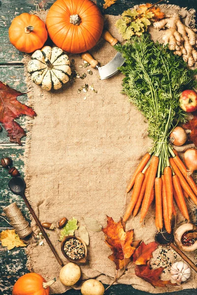 Sfondo cucina cibo sano, spazio per il testo — Foto Stock