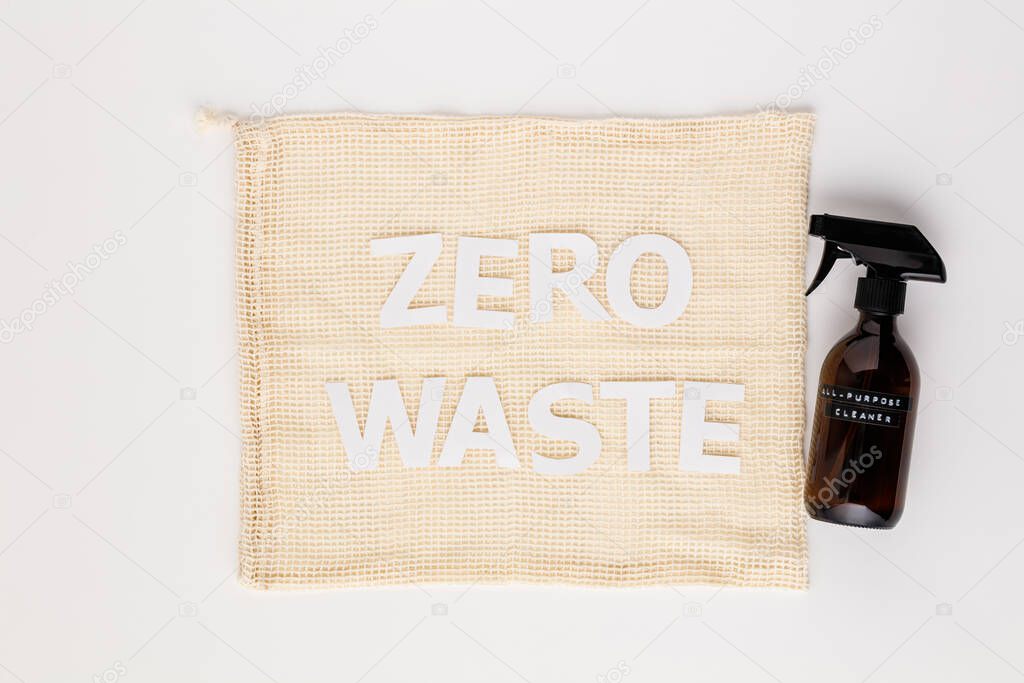 Zero waste concept, eco friendly accessories, flat lay