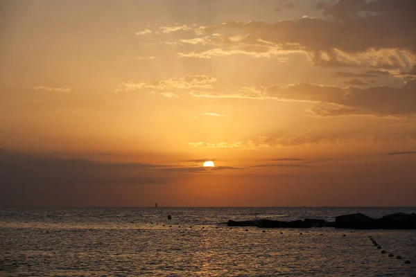 Barcelona Sonnenaufgang Mit Jacht — Stockfoto