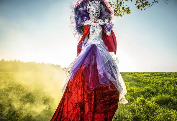 Fairy Tale Woman Stilts Bright Fantasy Stylization Fine Art Outdoor — Stock Photo, Image