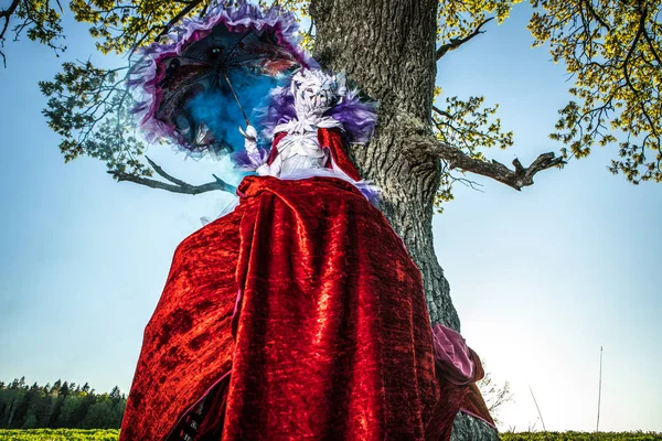 Fairy Tale Kobieta Palach Gorący Jasny Fantasy Zewnątrz Fotografia Artystyczna — Zdjęcie stockowe