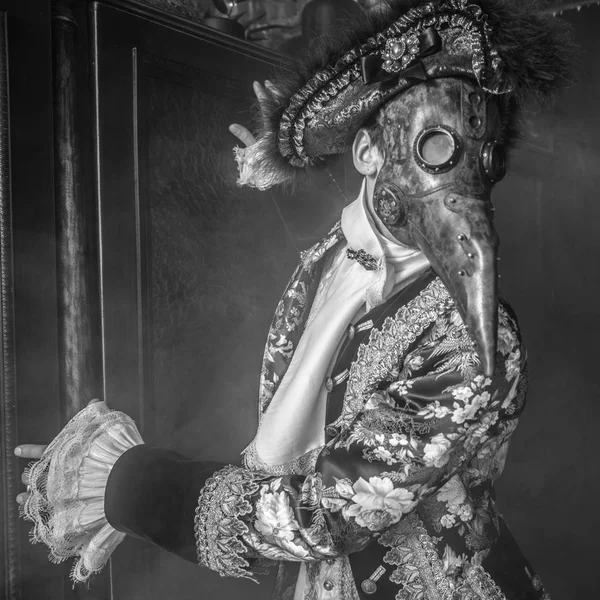 Acteur Masques Punk Vapeur Costumes Antiques Noir Blanc Photo Art — Photo