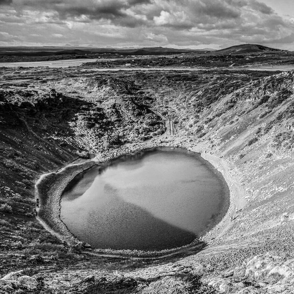 Laghi Vulcanici Dell Islanda Foto Bianco Nero — Foto Stock