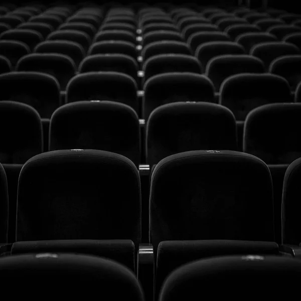 Sillones Clásicos Teatro Antiguo Foto Blanco Negro —  Fotos de Stock