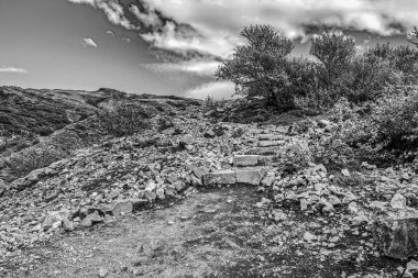 İzlanda doğanın güzel doğal manzara. Siyah-beyaz fotoğraf.