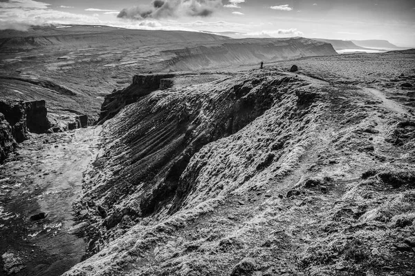 Красивый Живописный Пейзаж Исландской Природы Черно Белое Фото — стоковое фото