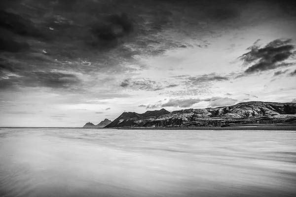 Beautiful Scenic Landscape Icelandic Nature Black White Photo — Stock Photo, Image