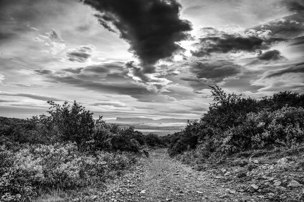 Picturesque Landscape Mountain River Black White Photo — Stock Photo, Image