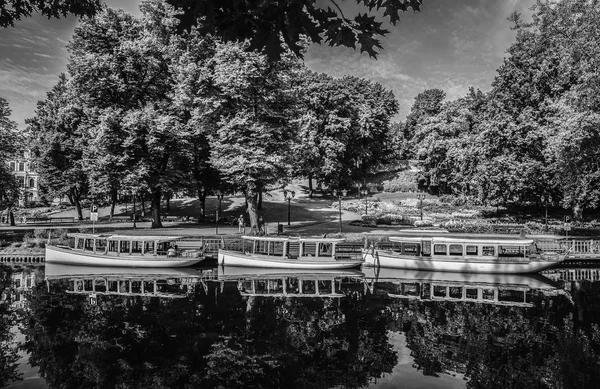 Beautiful Autumn Park Riga Black White Photo — Stock Photo, Image