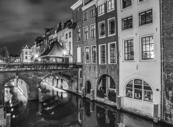 Canales Terraplenes Utrecht Foto Blanco Negro — Foto de Stock