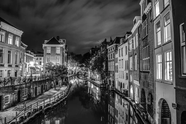 Csatornák Töltések Utrecht Fekete Fehér Fénykép — Stock Fotó