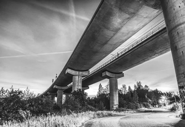 Eisenbahngleise Schwarz Weiß Foto — Stockfoto