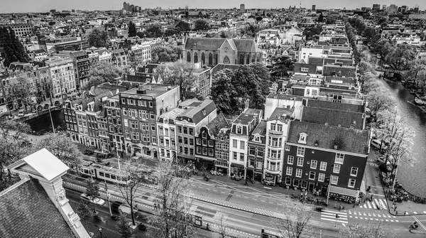 Ámsterdam Ciudad Desde Principio Foto Blanco Negro — Foto de Stock