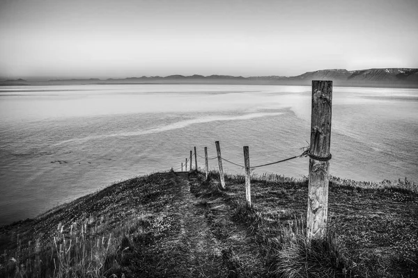 Prachtige Schilderachtige Landschap Van Ijslandse Natuur Zwart Wit Foto — Stockfoto