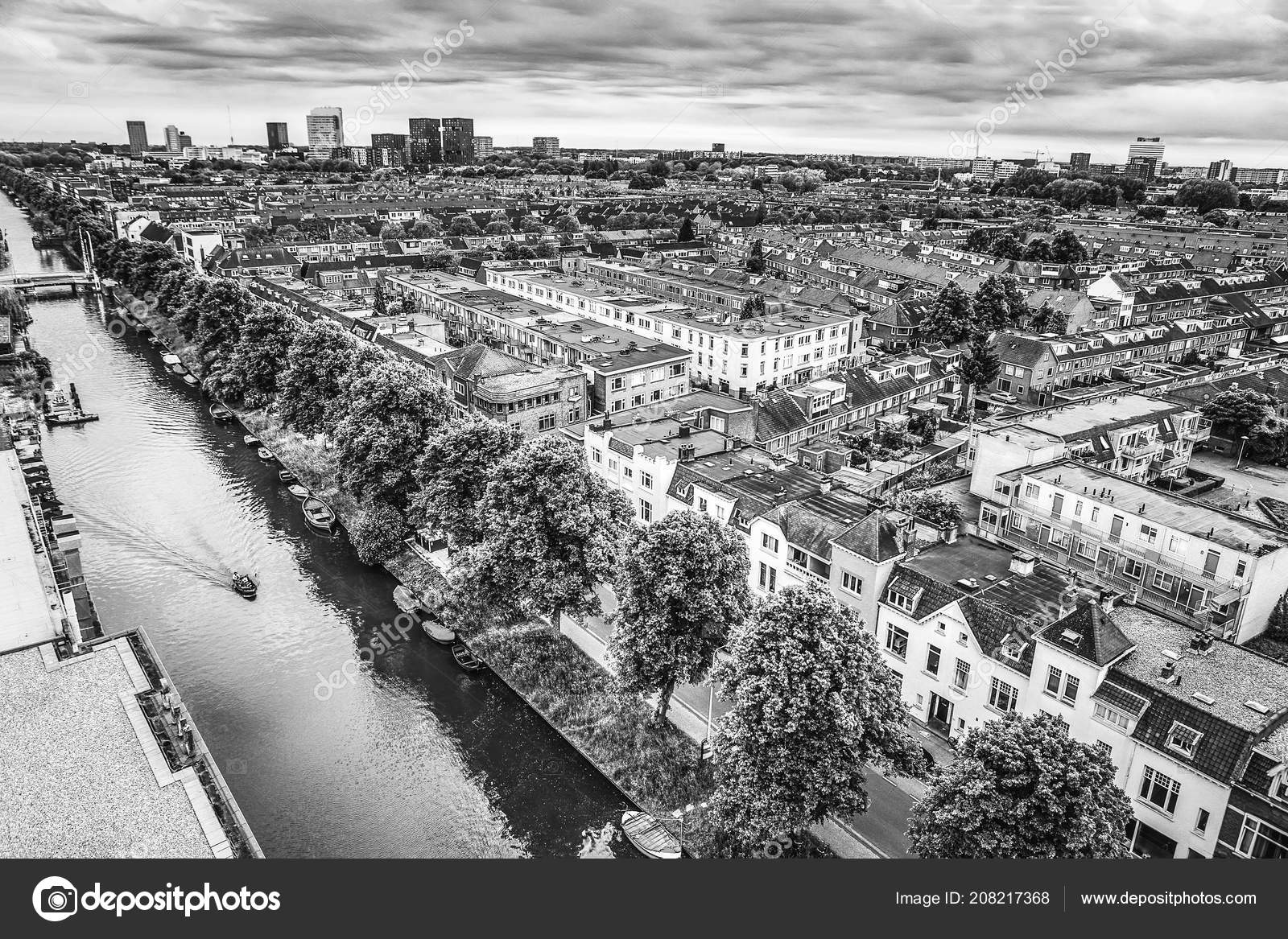 Utrecht city top black white photo stock photo