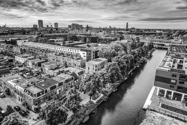 Utrecht City Von Oben Schwarz Weiß Foto — Stockfoto