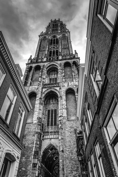 Forntida Europeiska Kyrka Utrecht Svart Vitt Foto — Stockfoto